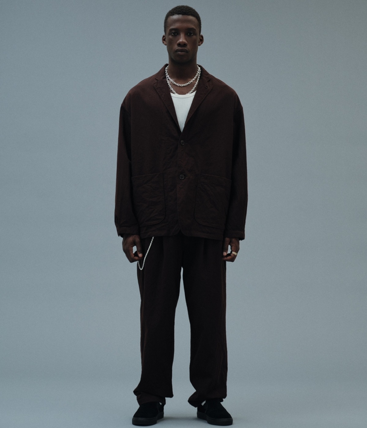 Wool Gabardine 2 Tuck Easy Pants【BROWN】|COOTIE Wool Gabardine 2 Tuck Easy Pants【BROWN】|COOTIE