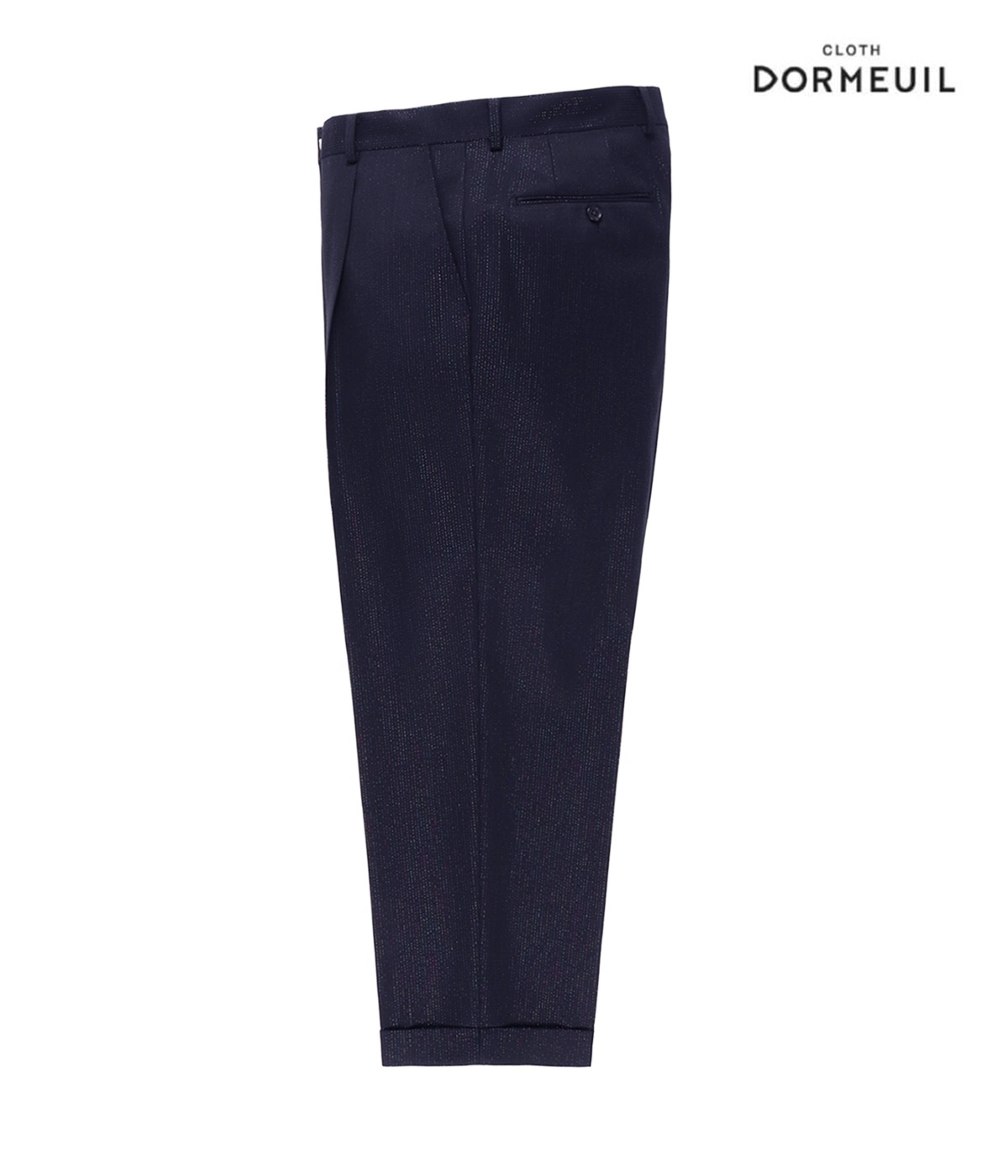 DORMEUIL / GLITTER PLEATED TROUSERS (TYPE-2)【NAVY】