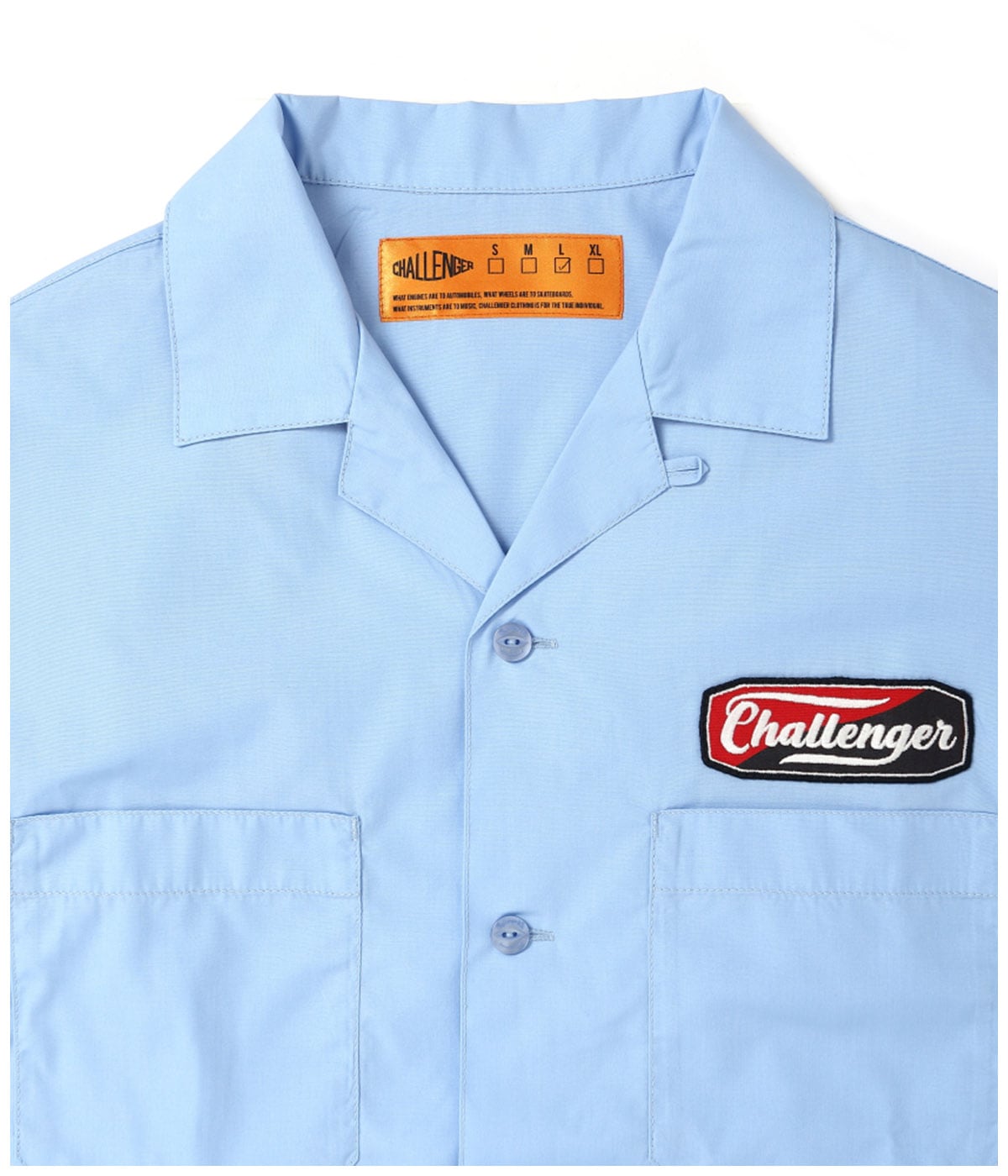 トップス Challenger/S/S WORKER SHIRT /SAX / XL S/S PATCHED WORK SHIRT【SAX】｜CHALLENGER｜MELTING POT（正規