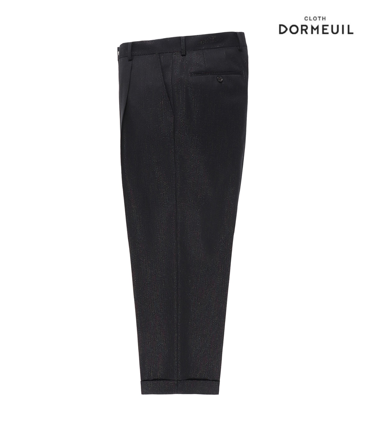 DORMEUIL / GLITTER PLEATED TROUSERS (TYPE-2)【BLACK】