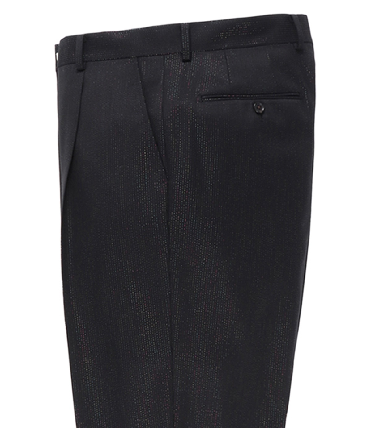 DORMEUIL / GLITTER PLEATED TROUSERS (TYPE-2)【BLACK】