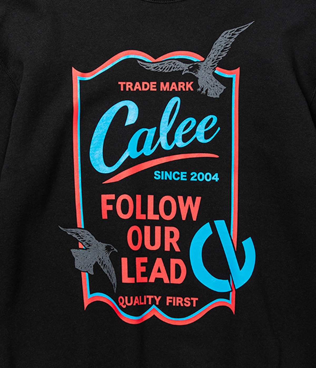 CALEE SIGN BOARD CREW NECK SWEAT -Naturally paint design-【BLACK】
