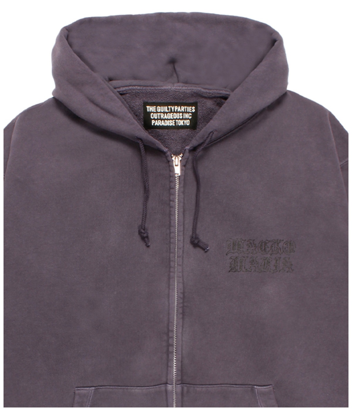 WASHED HEAVY WEIGHT ZIP HOODED SWEAT SHIRT【PURPLE】