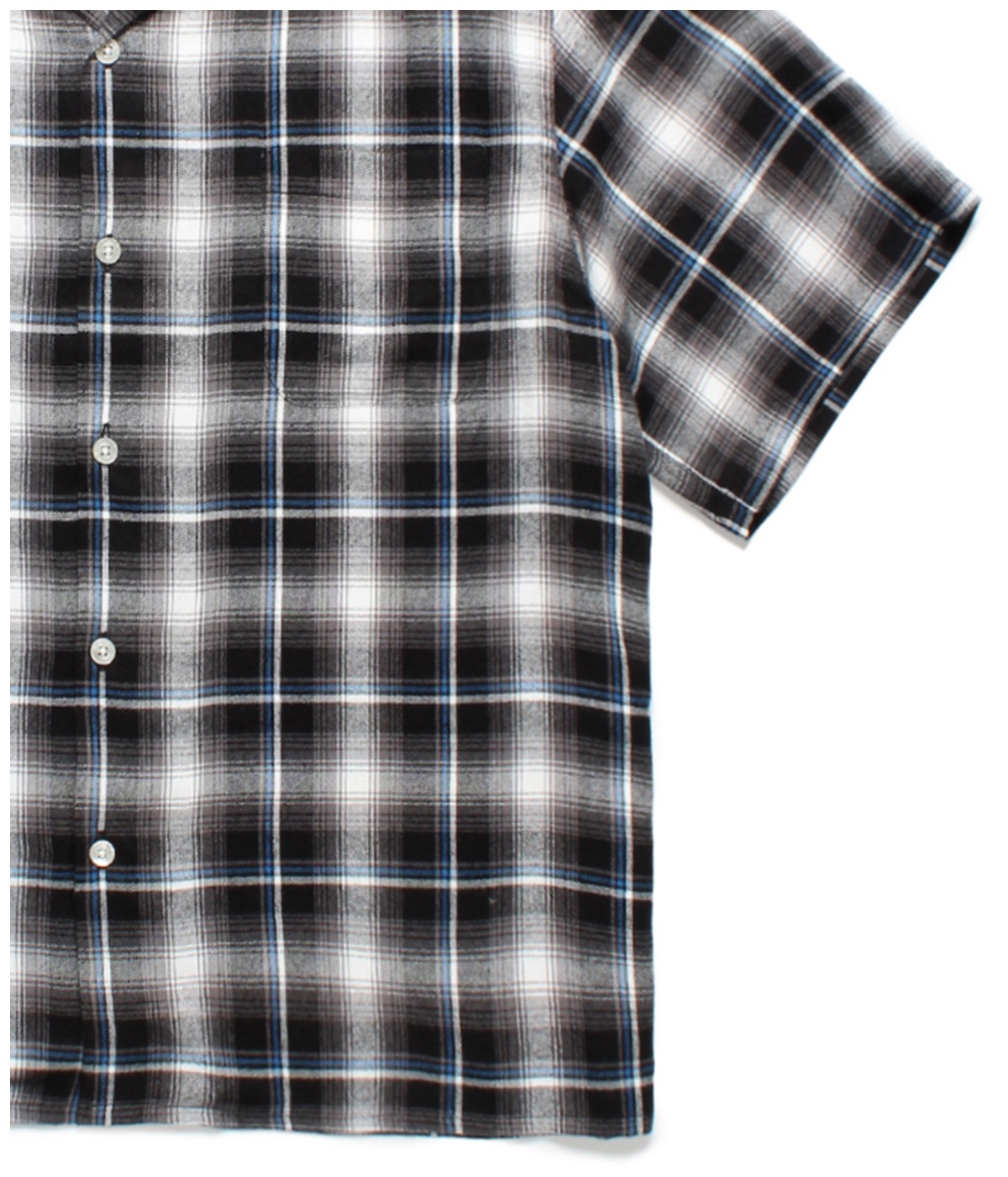OMBRE CHECK OPEN COLLAR SHIRT (TYPE-1)【GRAY】
