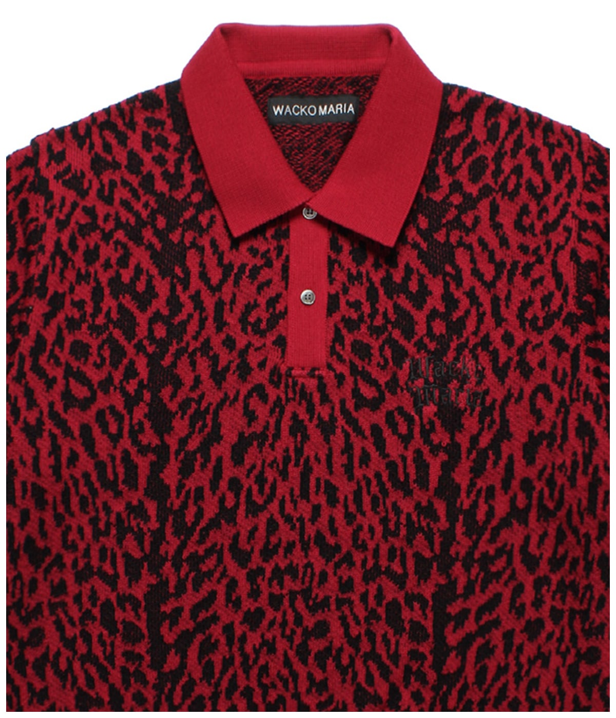 LEOPARD JACQUARD KNIT POLO SHIRT (TYPE-2)【RED】｜WACKO MARIA
