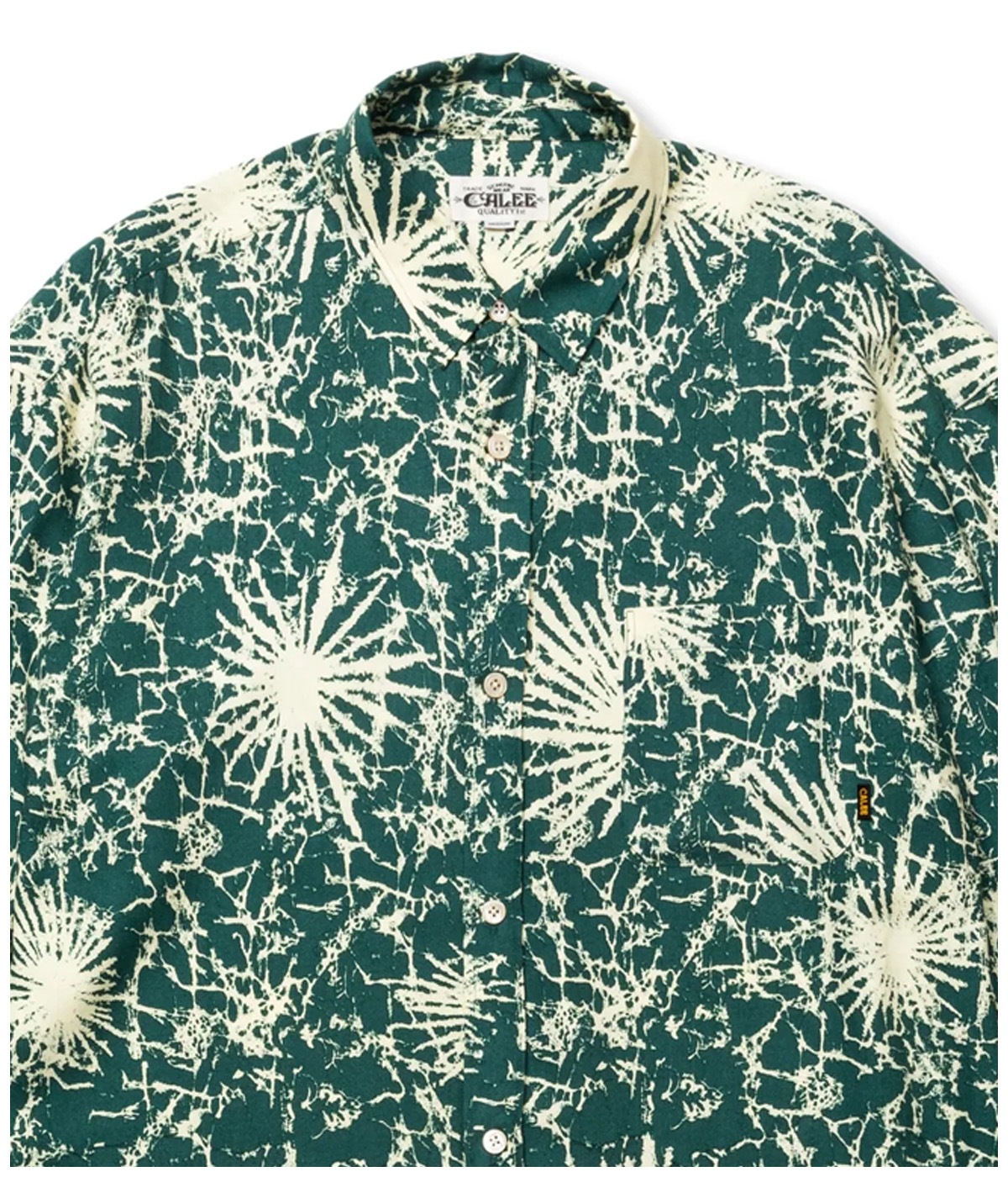 BATIK PATTERN OVER SHILHOUETTE L/S SH【GREEN】