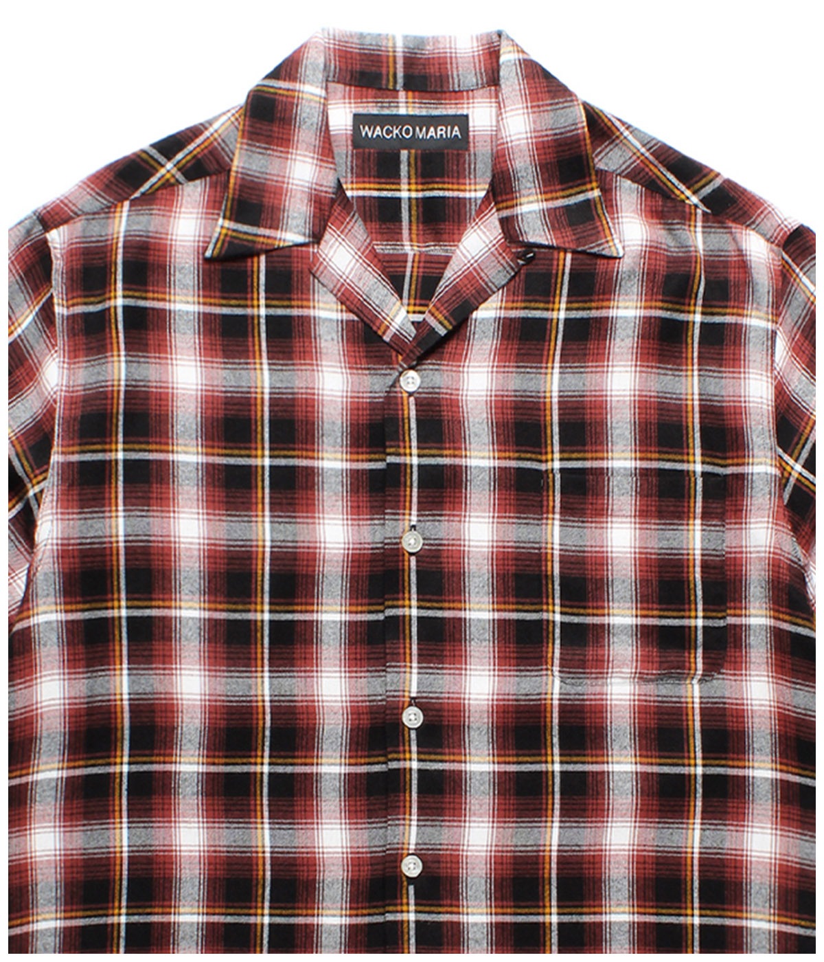 OMBRE CHECK OPEN COLLAR SHIRT S/S (TYPE-1)【BURGUNDY】