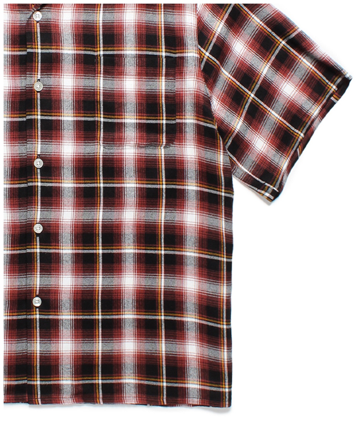 OMBRE CHECK OPEN COLLAR SHIRT S/S (TYPE-1)【BURGUNDY】