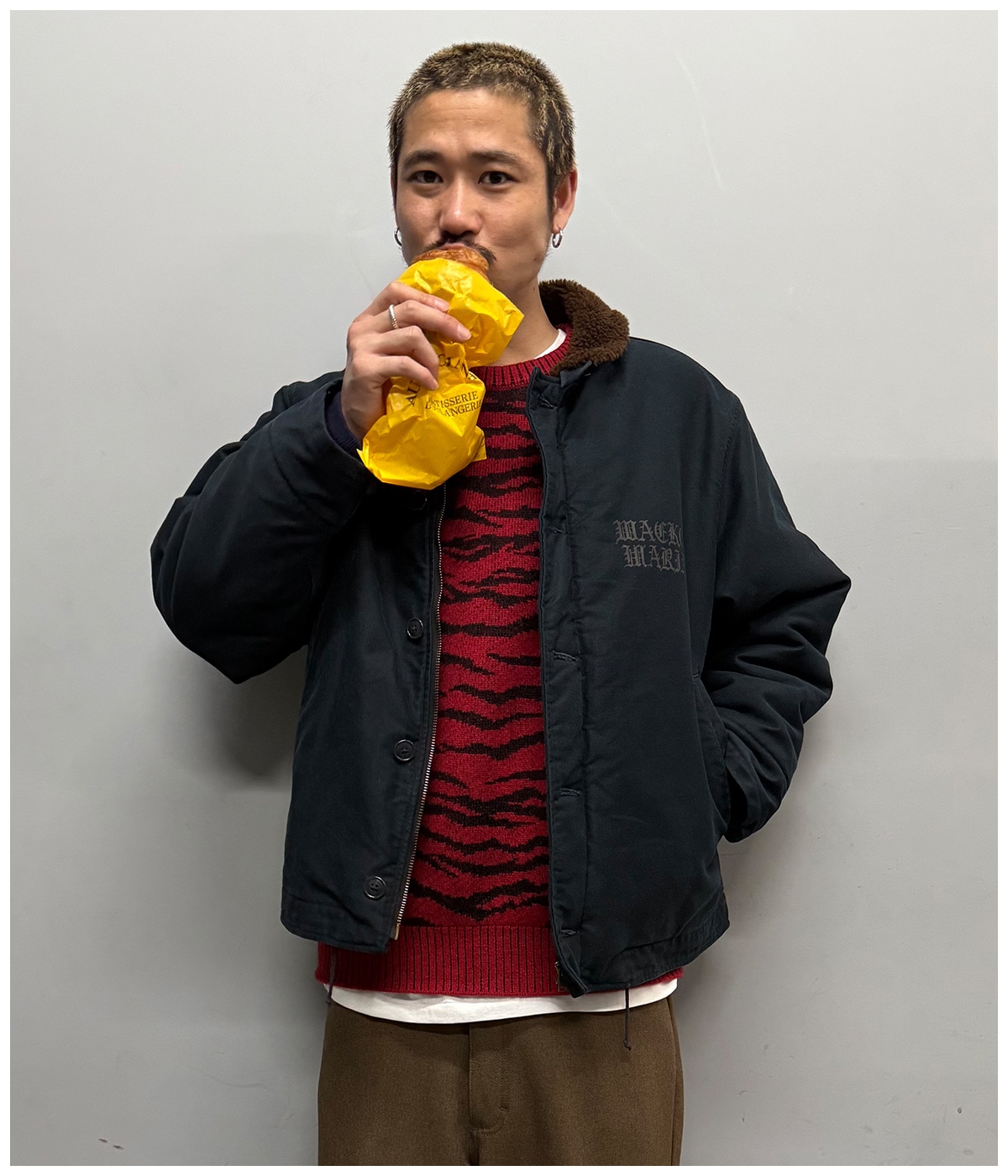 TIGER MOHAIR JACQUARD KNIT SWEATER【RED】