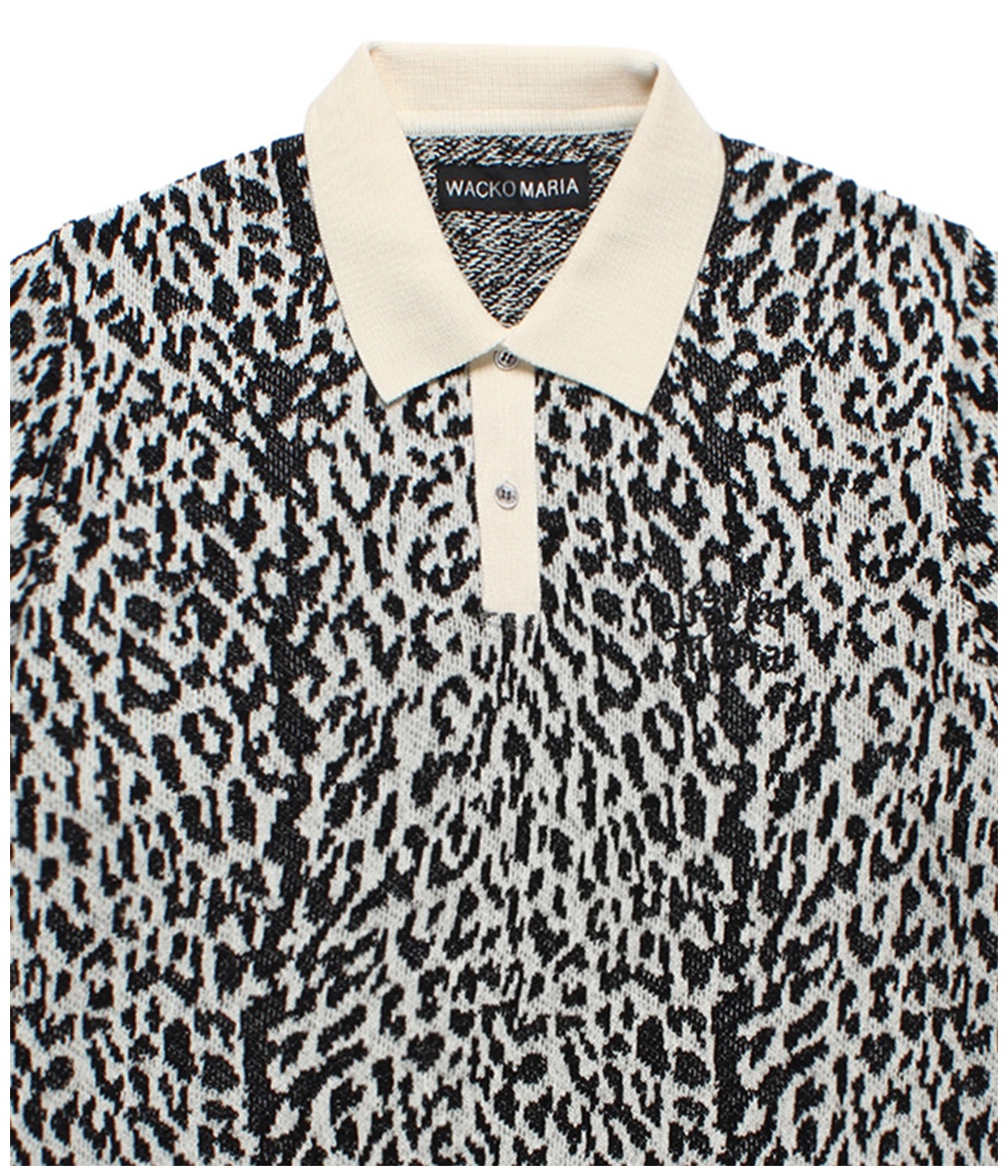LEOPARD JACQUARD KNIT POLO SHIRT (TYPE-2)【WHITE】
