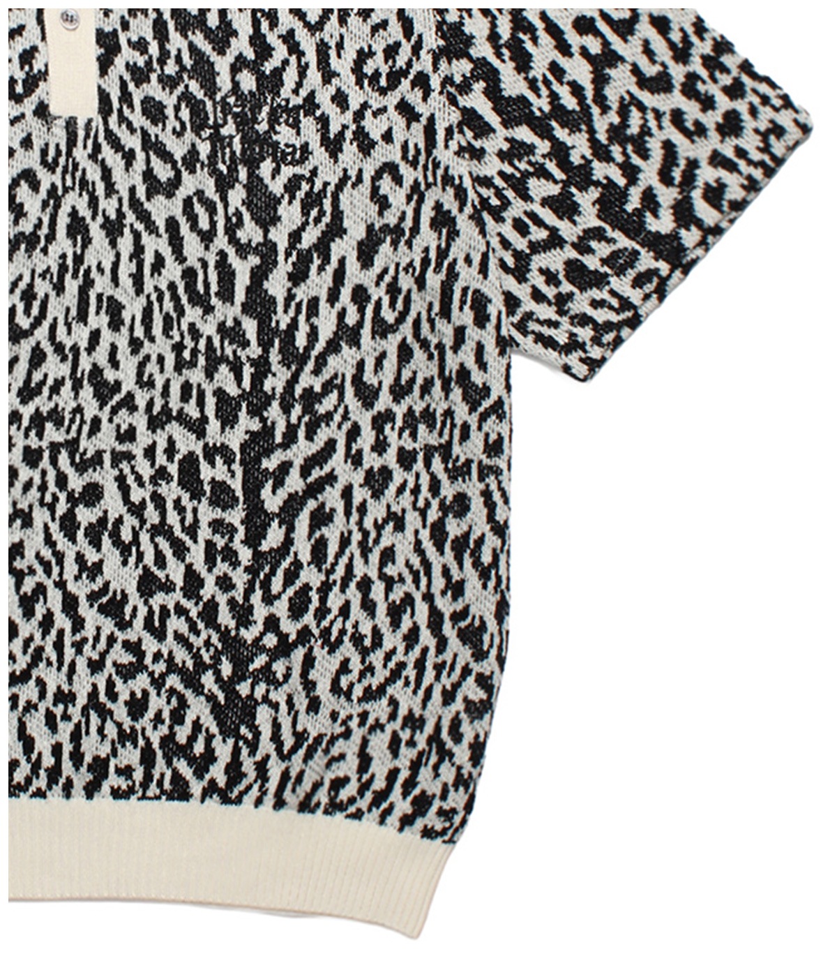 LEOPARD JACQUARD KNIT POLO SHIRT (TYPE-2)【WHITE】