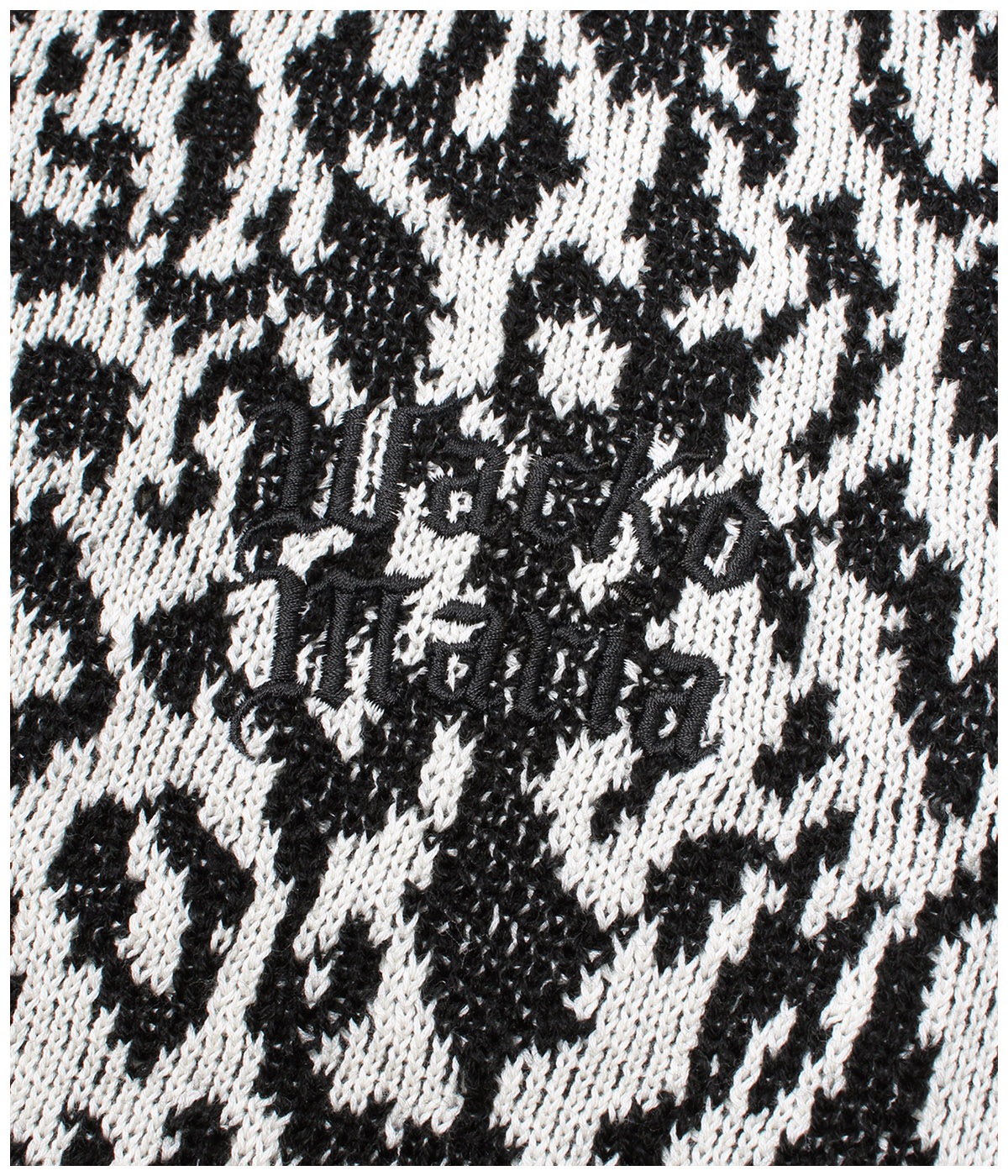 LEOPARD JACQUARD KNIT POLO SHIRT (TYPE-2)【WHITE】