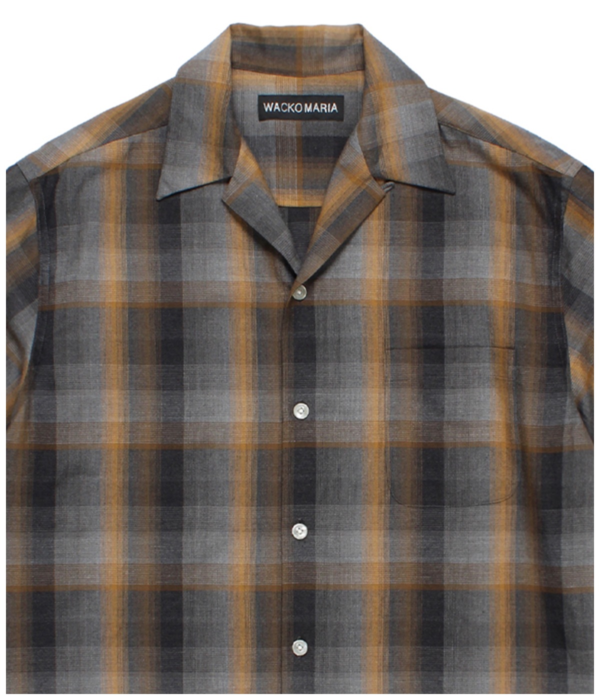 OMBRE CHECK OPEN COLLAR SHIRT (TYPE-1)【GRAY】
