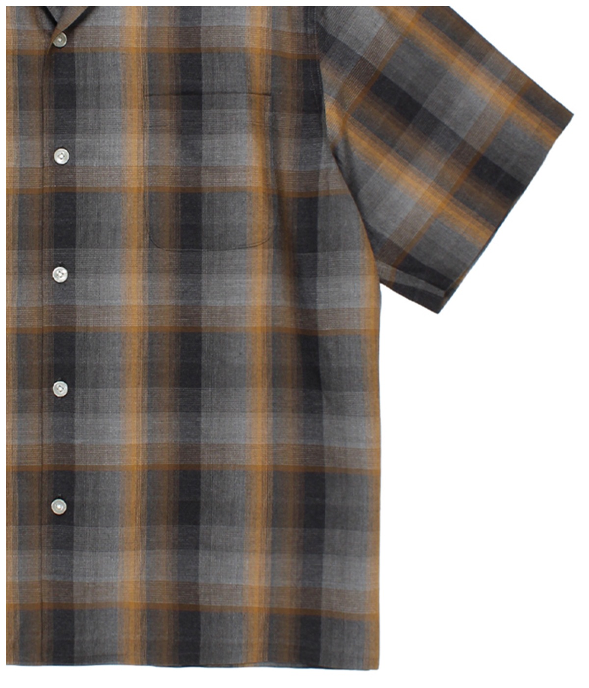 OMBRE CHECK OPEN COLLAR SHIRT (TYPE-1)【GRAY】