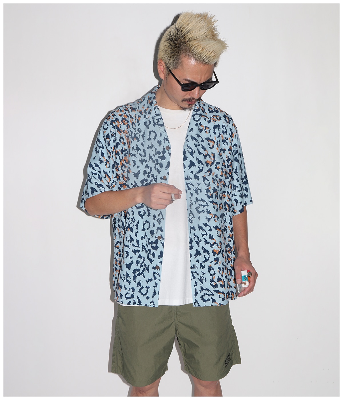 LEOPARD HAWAIIAN SHIRT (TYPE-1)【BLUE】
