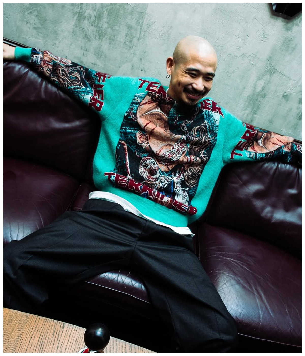 TERRIFIER / MOHAIR JACQUARD KNIT SWEATER【MINT】