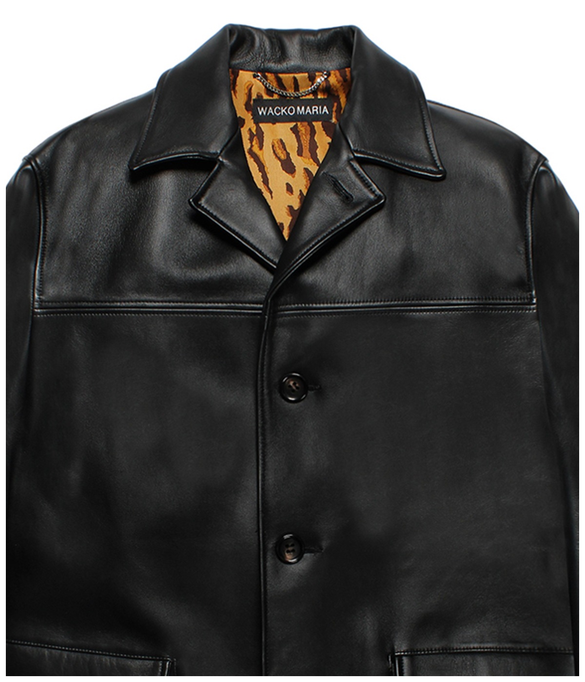 LEATHER CAR COAT (TYPE-2)【BLACK】