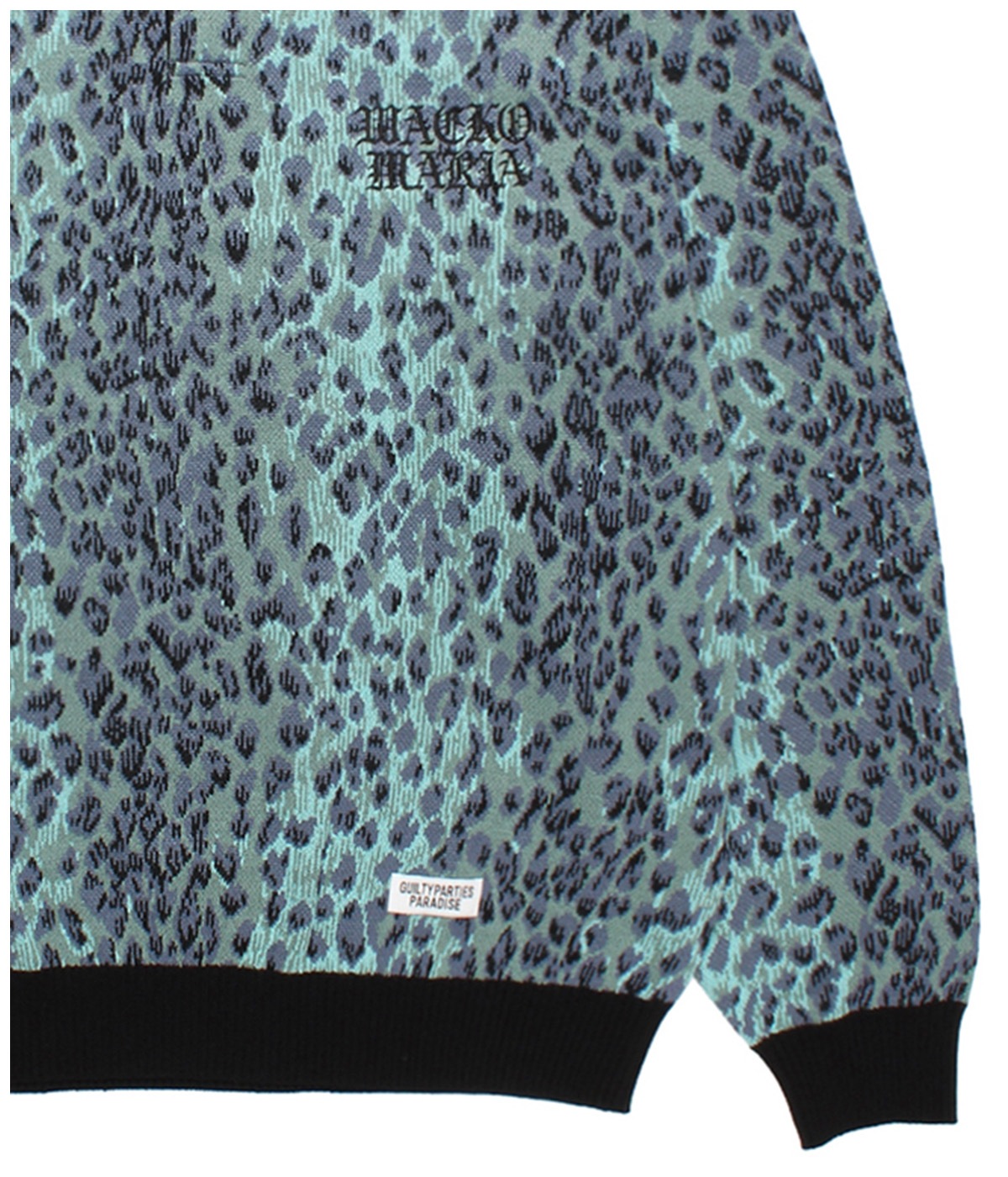 LEOPARD JACQUARD KNIT POLO SHIRT【GREEN】