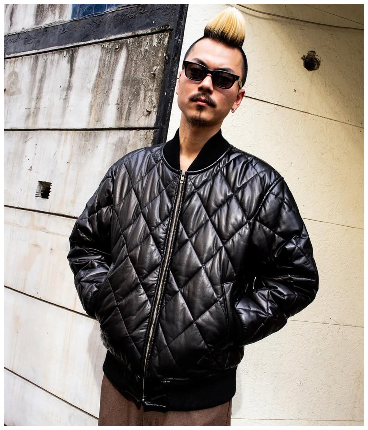 LEATHER QUILTED JACKET (TYPE-2)【BLACK】