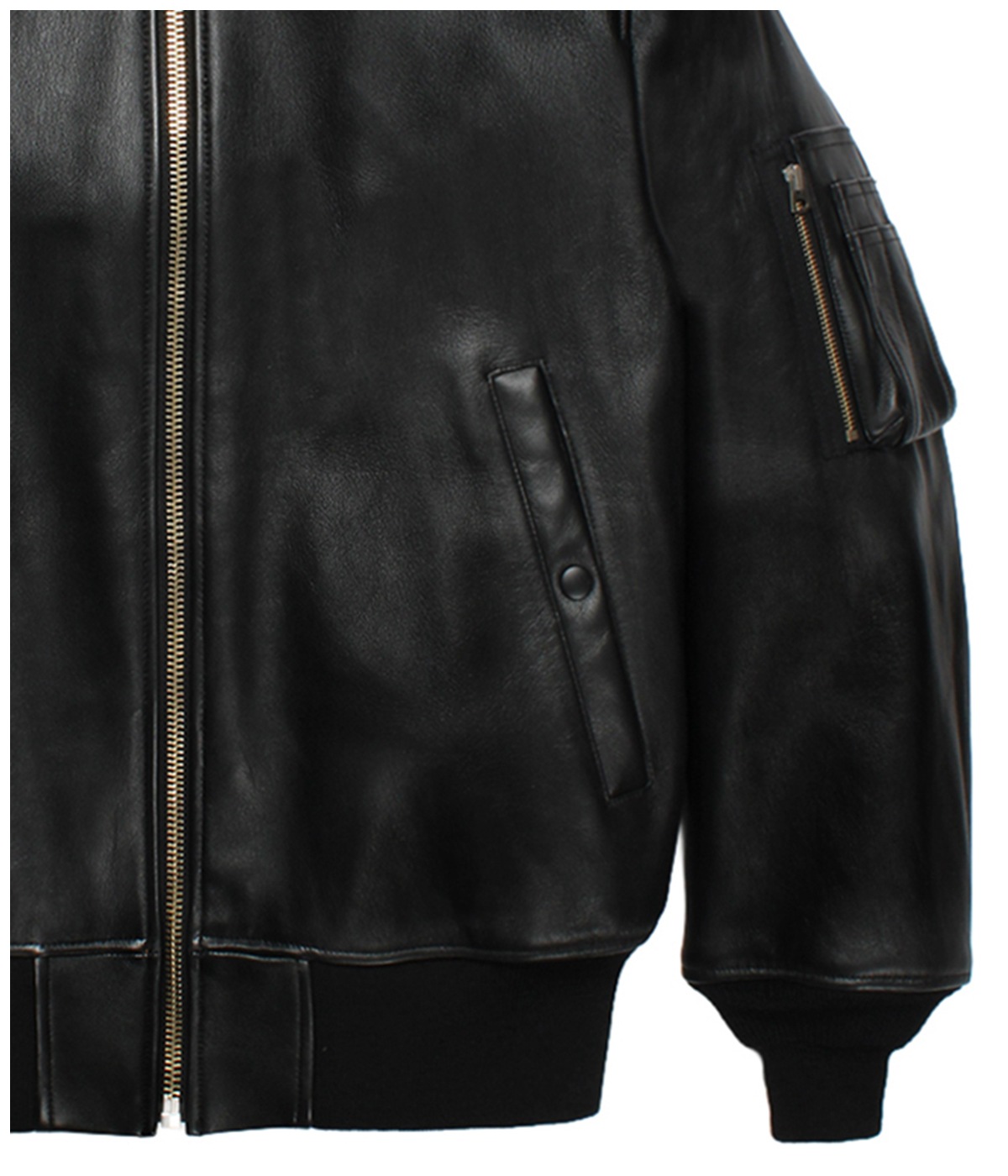 LEATHER MA-1 FLIGHT JACKET (TYPE-2)【BLACK】