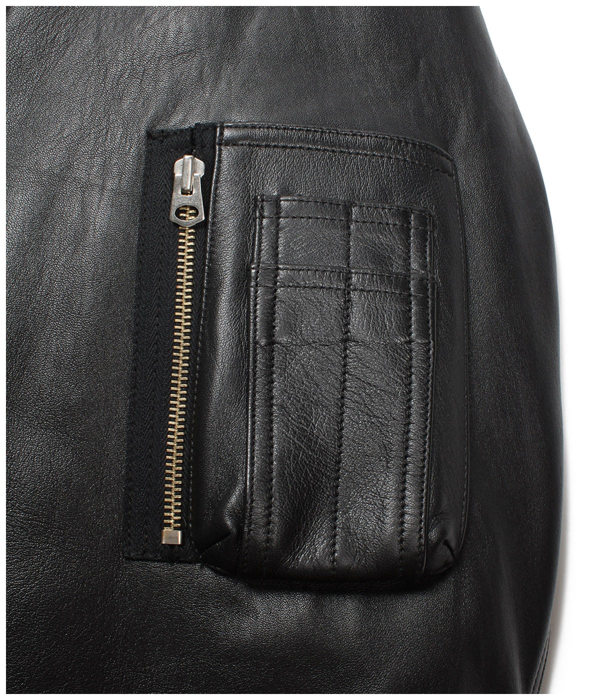 LEATHER MA-1 FLIGHT JACKET (TYPE-2)【BLACK】