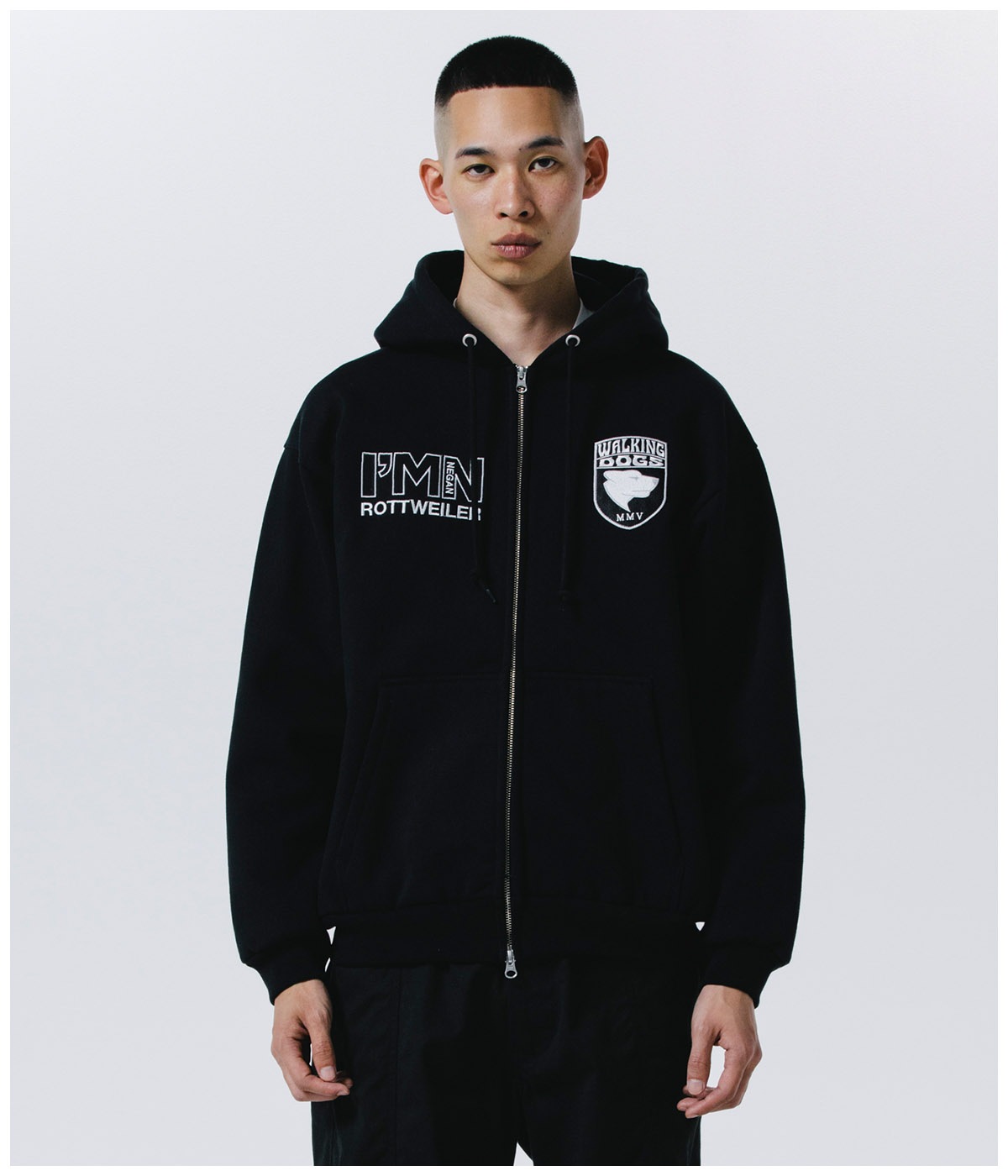 WALKING DOG ZIP PARKA【BLACK】