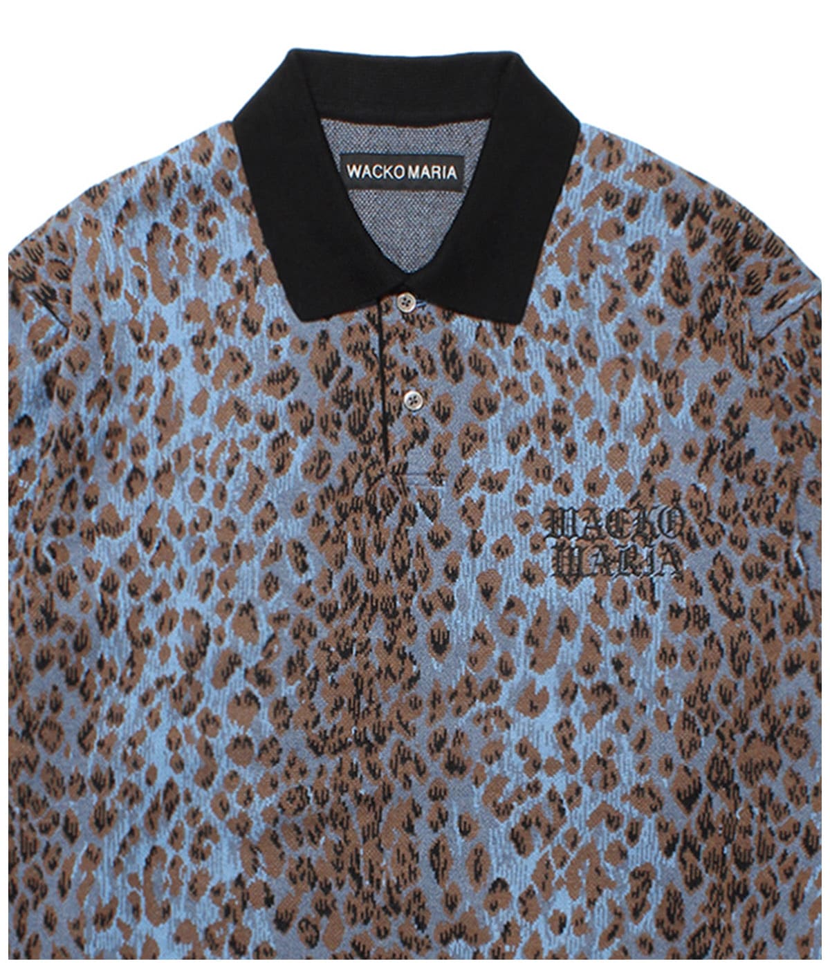 トップス WACKO MARIA / KNIT POLO SHIRT LEOPARD L LEOPARD JACQUARD KNIT POLO SHIRT【BLUE】|WACKO MARIA