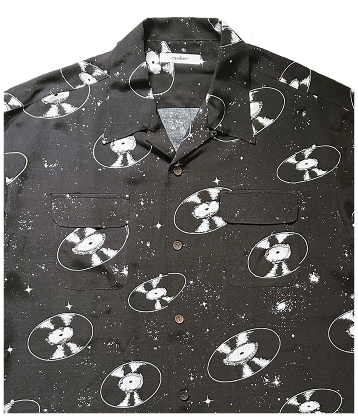 SPACE VINYL RECORD HAWAIIAN SHIRT【D BROWN】