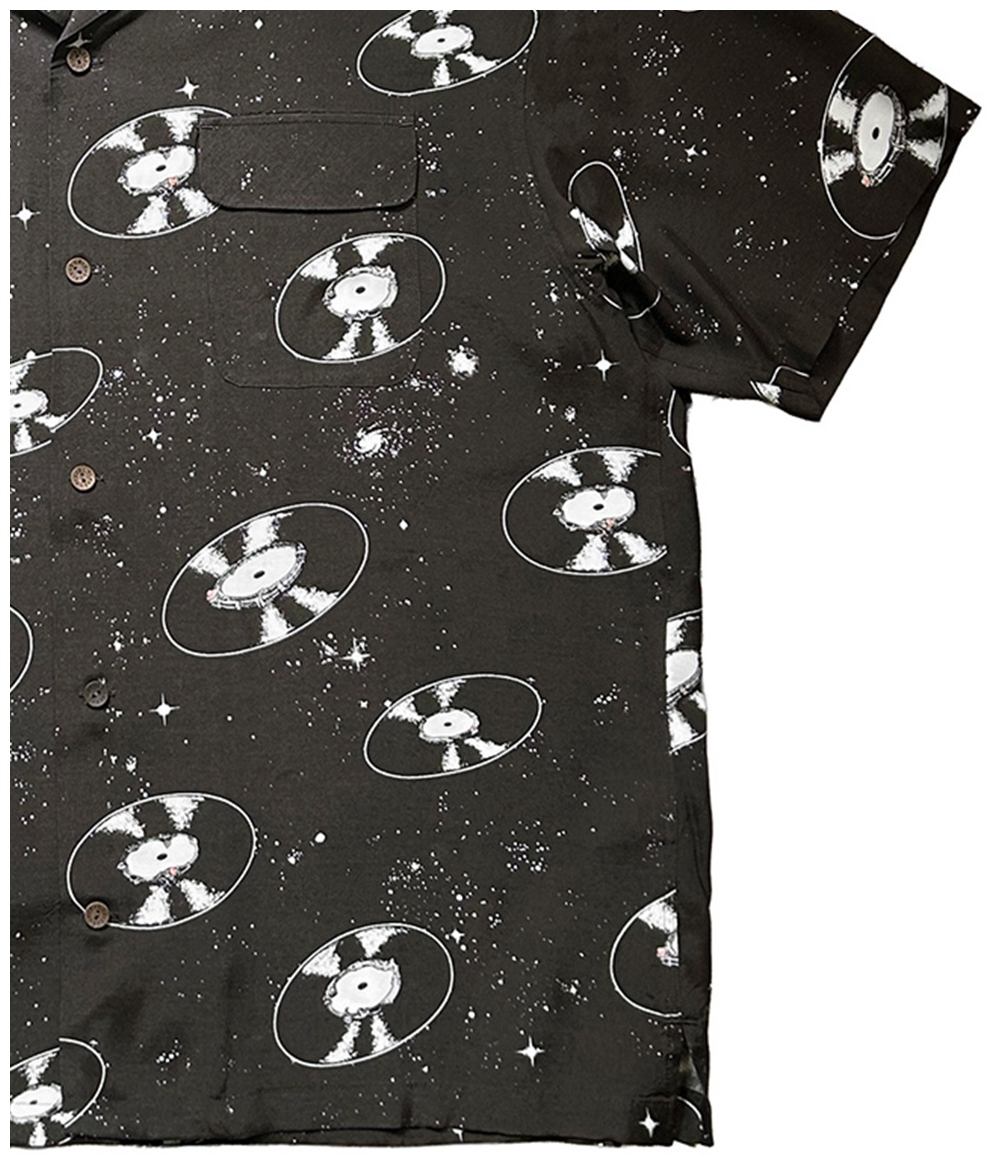 SPACE VINYL RECORD HAWAIIAN SHIRT【D BROWN】