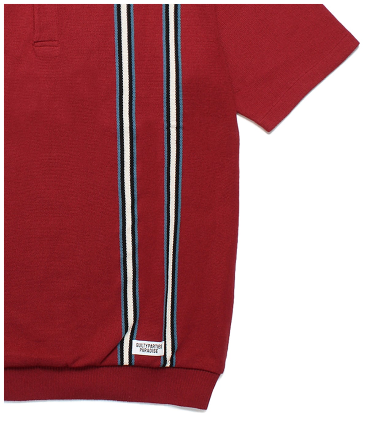 STRIPED JACQUARD KNIT POLO SHIRT【RED】