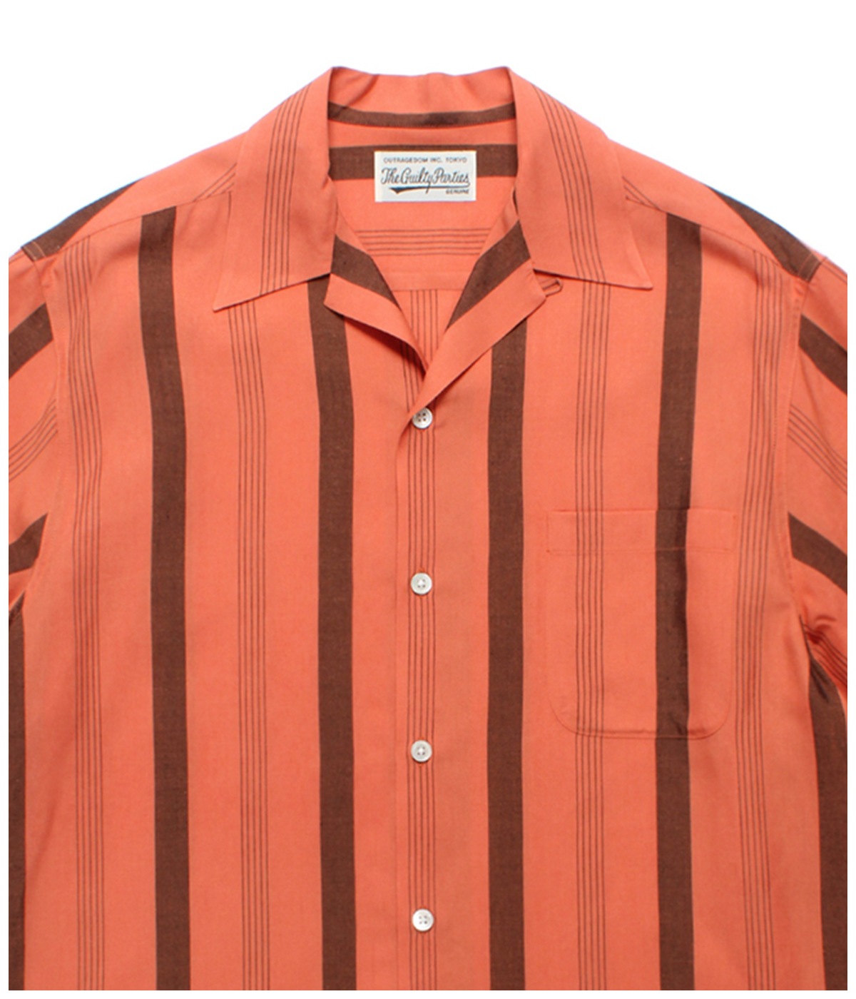 STRIPED OPEN COLLAR SHIRT (TYPE-1)【ORANGE】