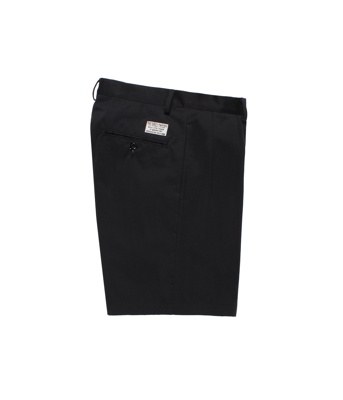 DOUBLE PLEATED CHINO SHORT TROUSERS【BLACK】