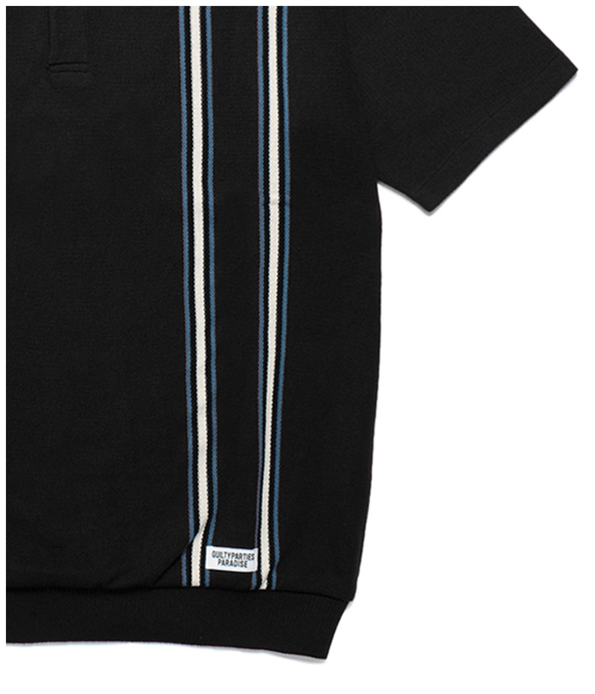 STRIPED JACQUARD KNIT POLO SHIRT【BLACK】