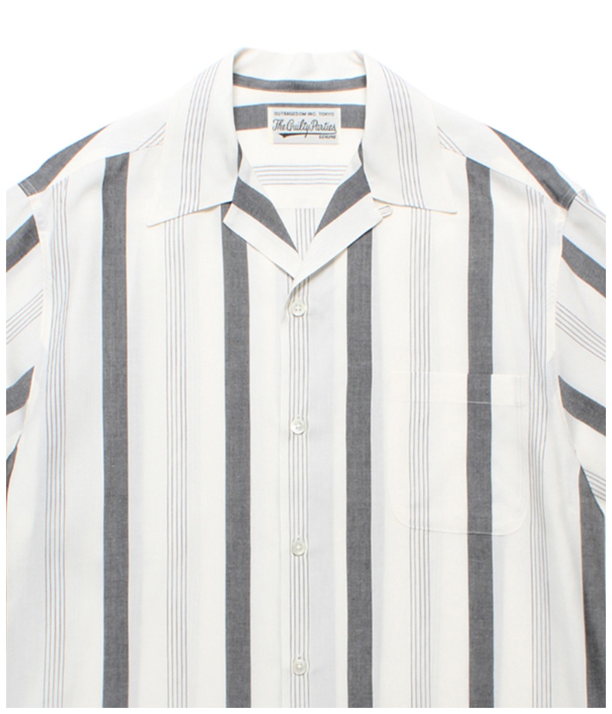 STRIPED OPEN COLLAR SHIRT (TYPE-1)【WHITE】