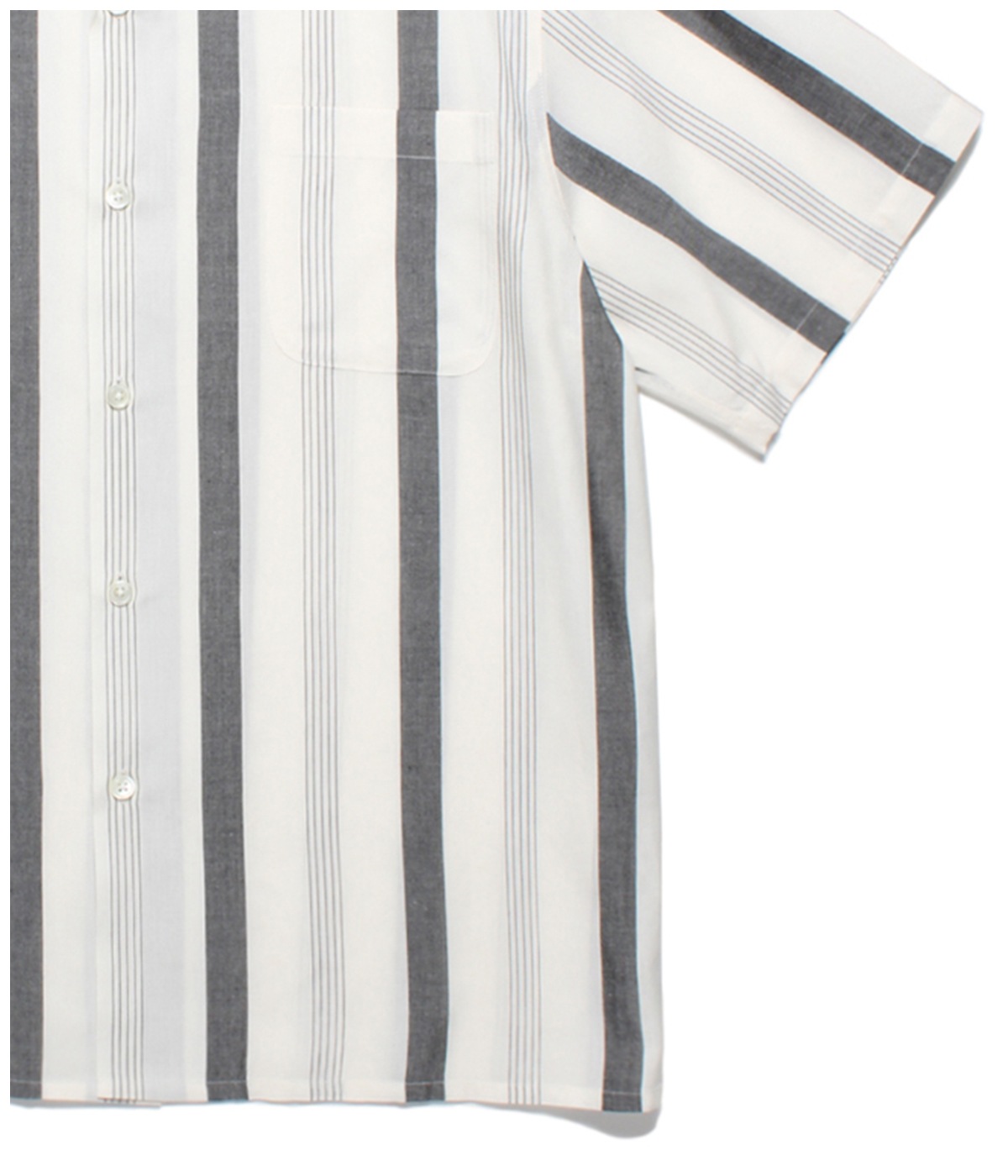 STRIPED OPEN COLLAR SHIRT (TYPE-1)【WHITE】
