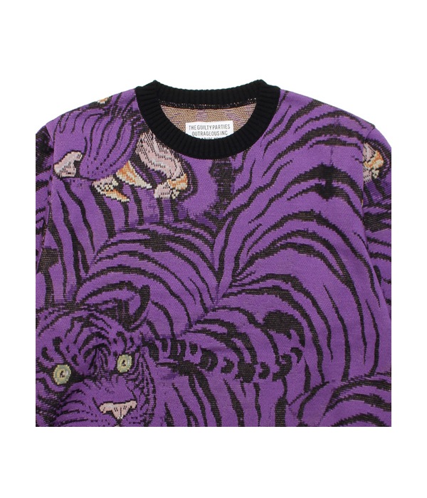 WACKO MARIA FLOWER JACQUARD SWEATER パープル TIM LEHI / JACQUARD SWEATER (TYPE-2)【PURPLE】｜WACKO MARIA