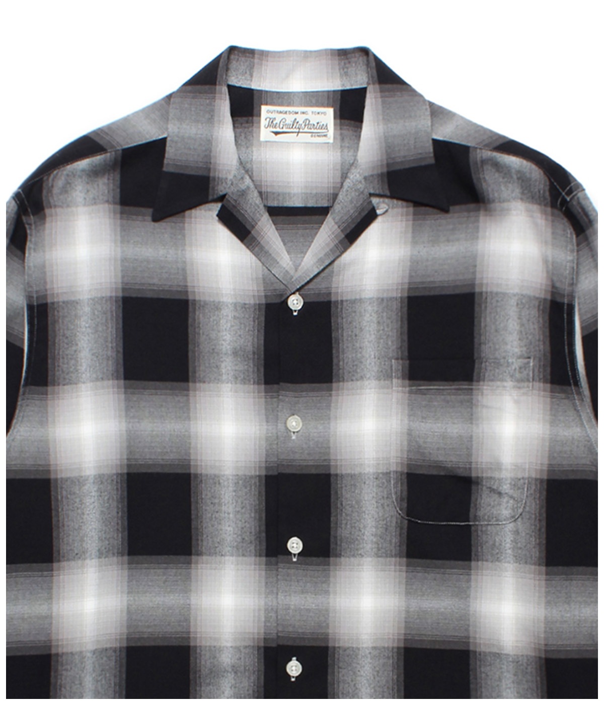 OMBRE CHECK OPEN COLLAR SHIRT (TYPE-1)【GRAY】｜WACKO MARIA
