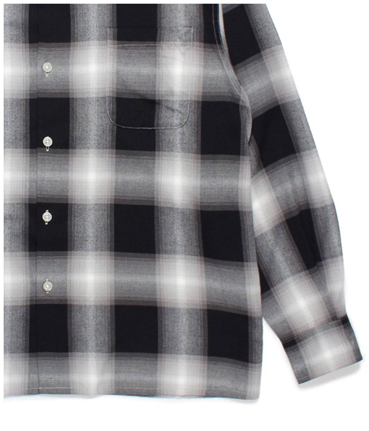 OMBRE CHECK OPEN COLLAR SHIRT (TYPE-1)【GRAY】｜WACKO MARIA