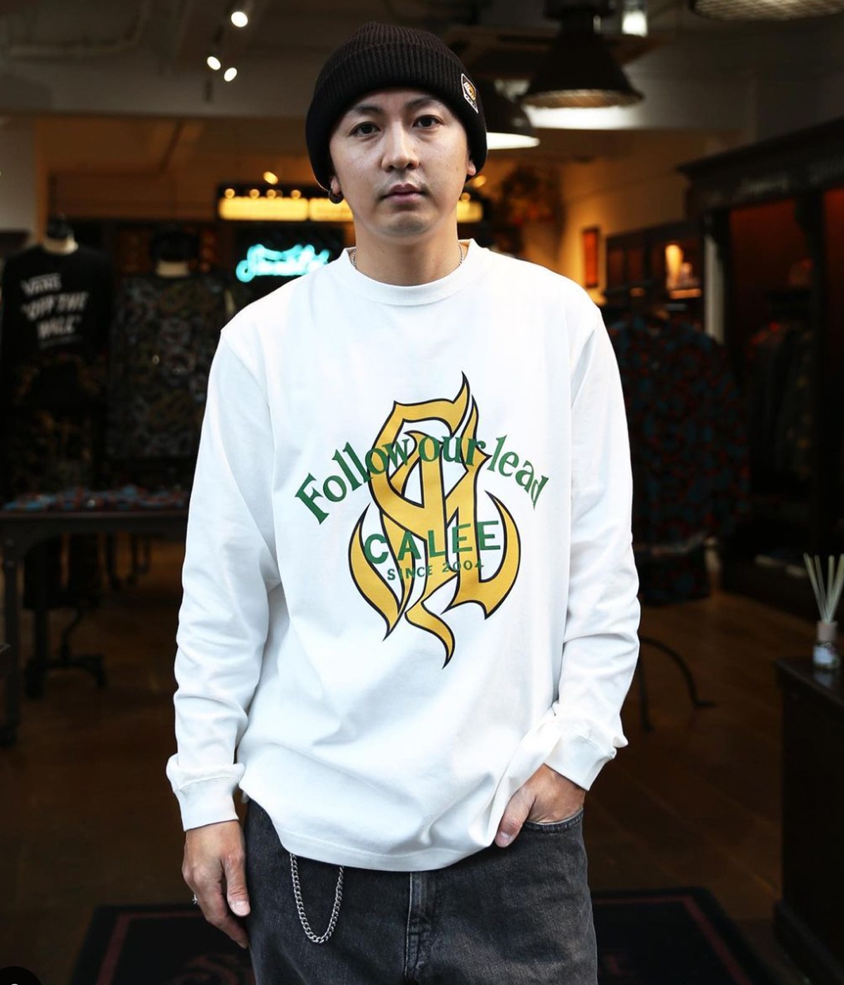 CAL LOGO FOL L/S T-SHIRT -NATURALLY PAINT DESIGN-【3 Colors Available】