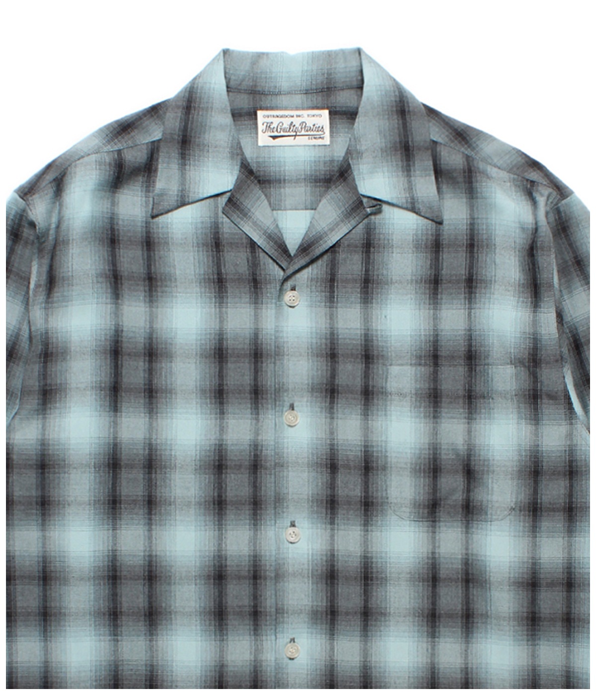 OMBRE CHECK OPEN COLLAR SHIRT (TYPE-2)【BLUE】