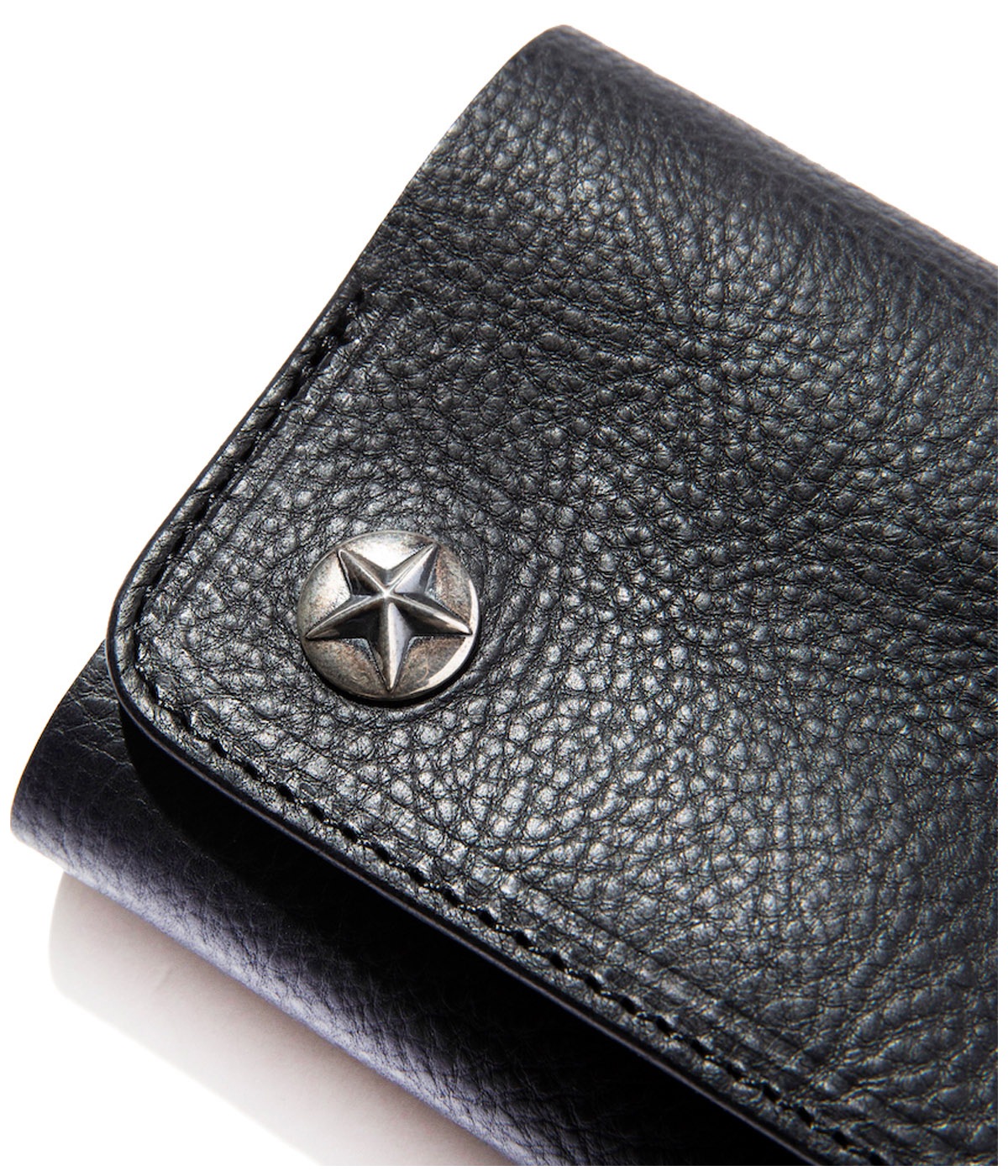 明太子♪美品✨HENSCHEL ウエスタンハット ブラック メタルコンチョ SILVER STAR CONCHO FLAP LEATHER HALF WALLET【BLACK】｜CALEE