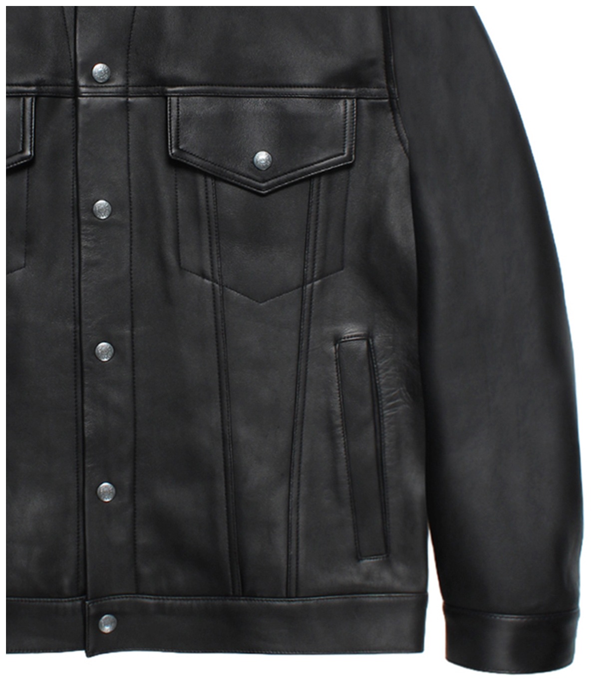 LEATHER TRUCKER JACKET (TYPE-2)【BLACK】
