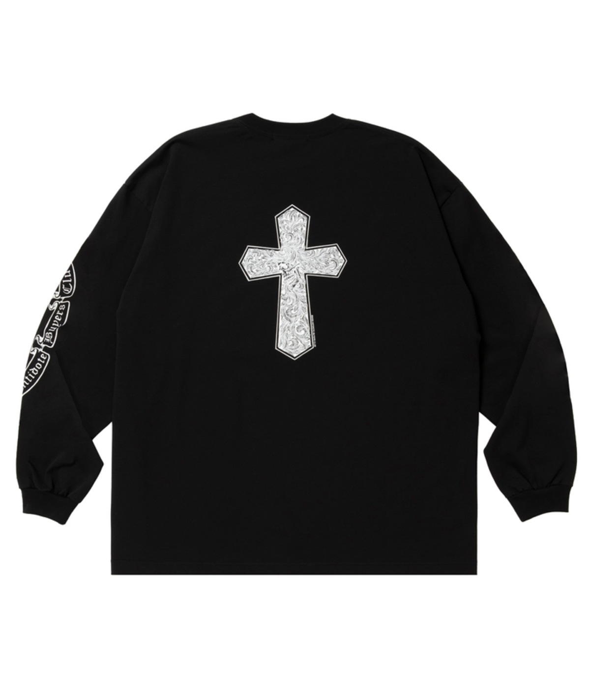 Pima Cotton L/S Tee (Leaf Skull)【PURE BLACK】