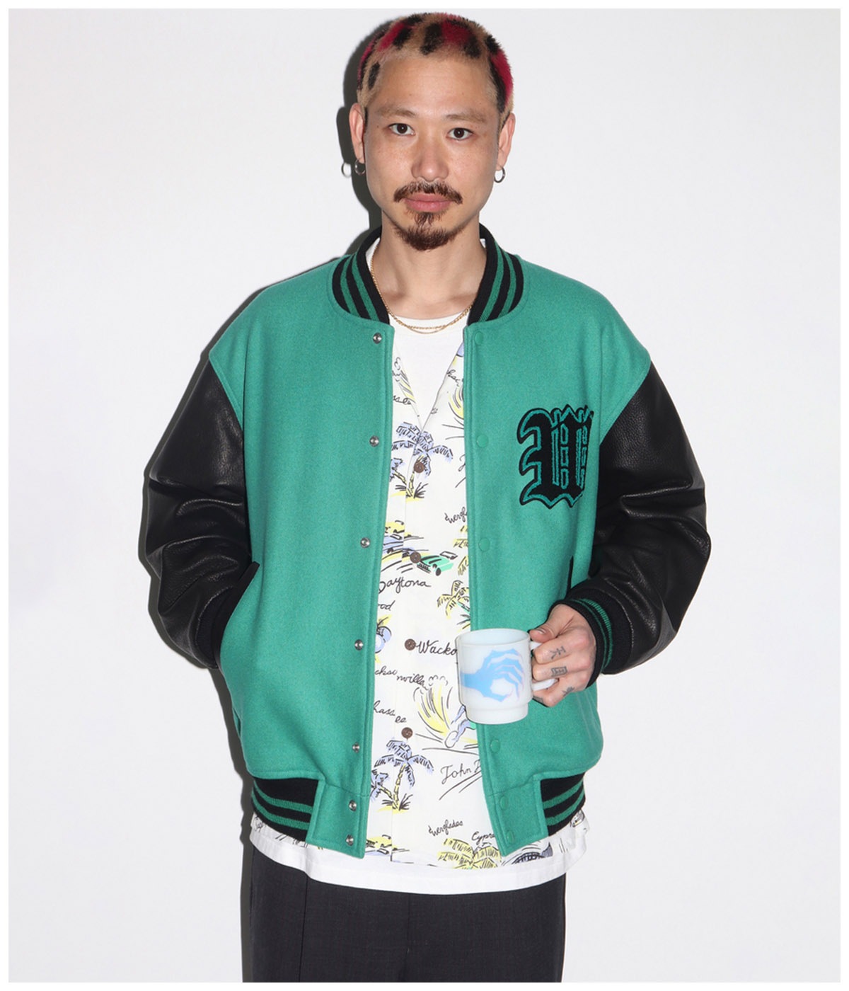 LEATHER VARSITY JACKET (TYPE-2)【GREEN】
