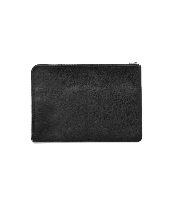 SILVER PLATE LEATHER CLUTCH BAG
