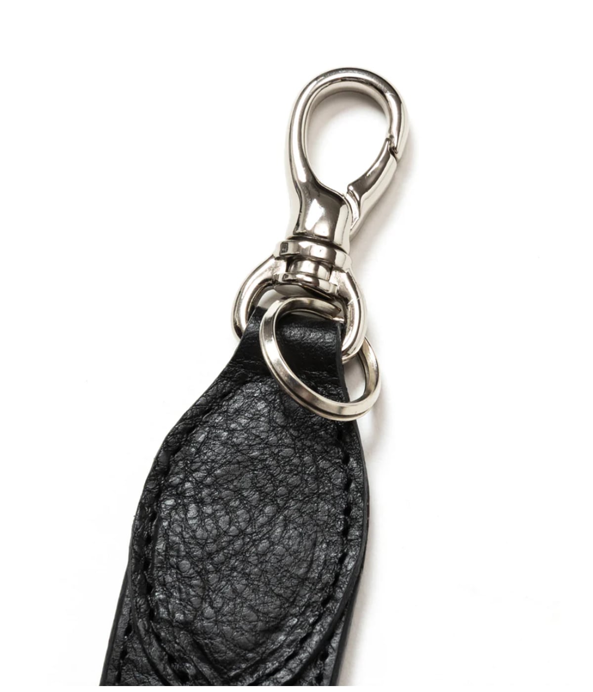 STUDS LEATHER FLAT SHORT KEY RING【BLACK】｜CALEE｜MELTING POT