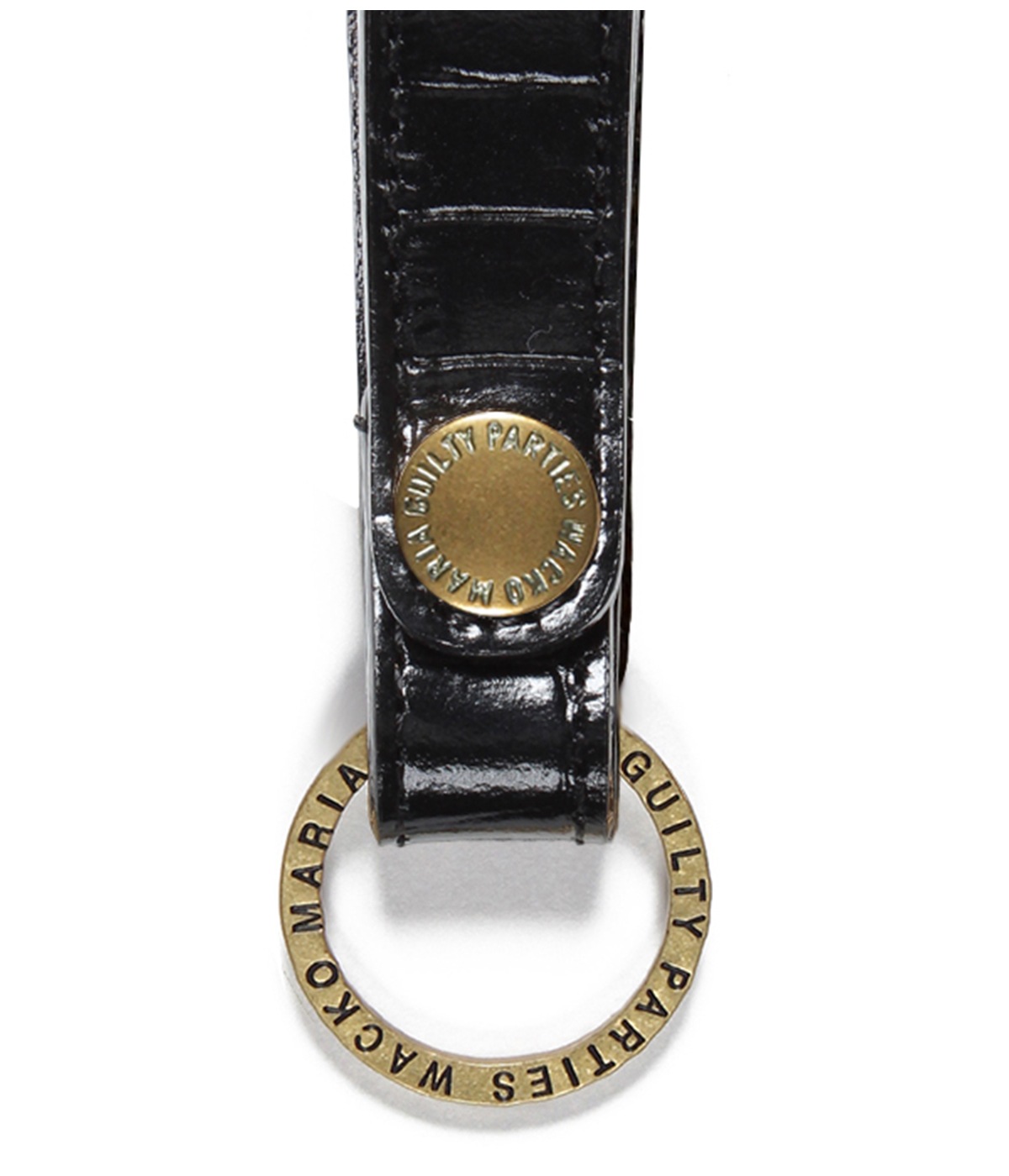 LEATHER KEY HOLDER (TYPE-3) -CROCODILE EMBOSS-【BLACK】｜WACKO