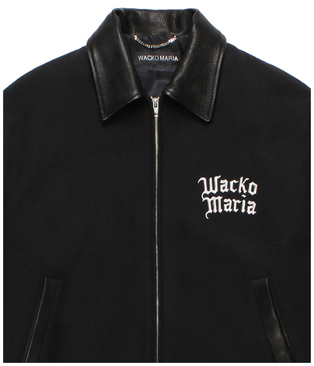 LEATHER VARSITY JACKET (TYPE-1)【BLACK】｜WACKO MARIA｜MELTING POT