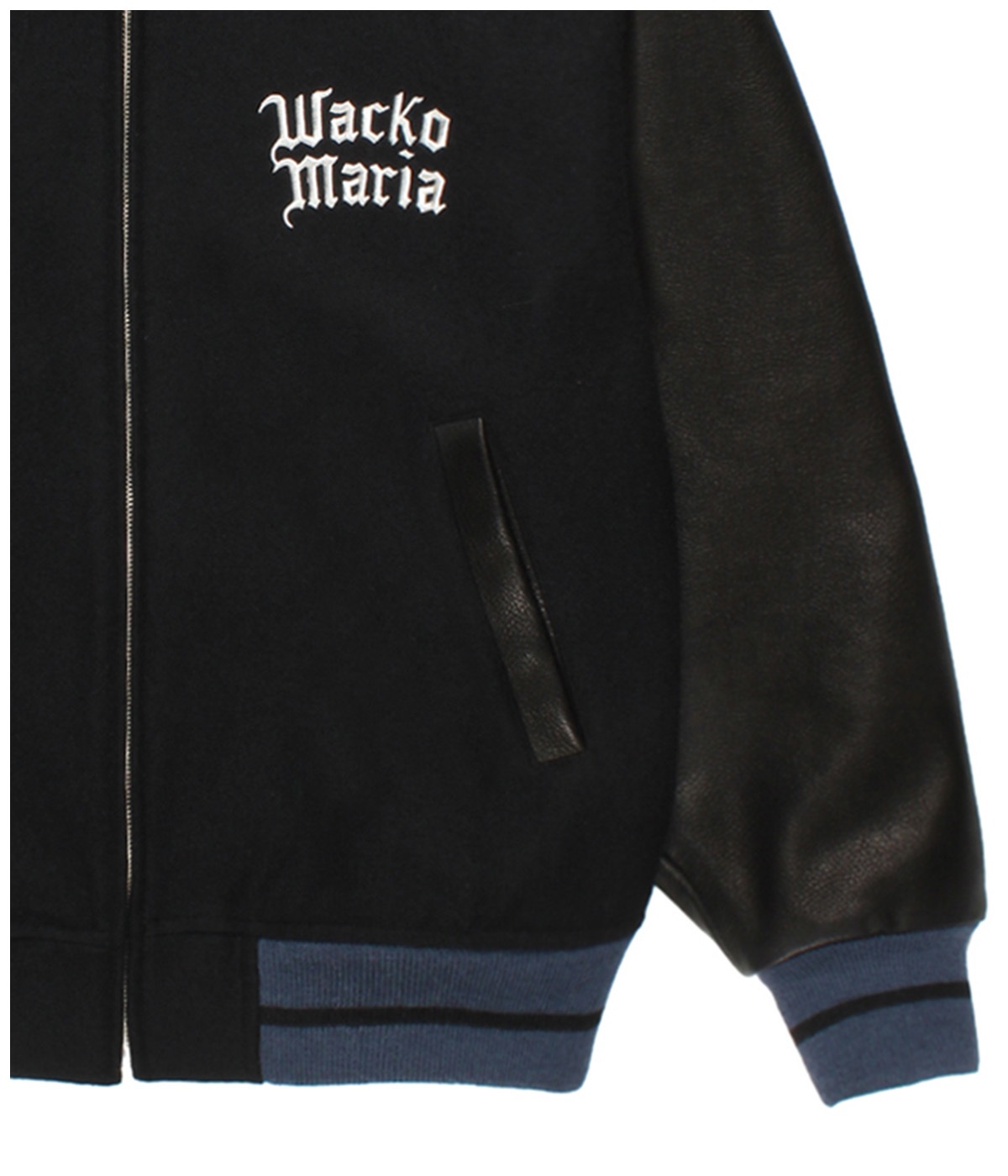 LEATHER VARSITY JACKET (TYPE-1)【BLACK】｜WACKO MARIA｜MELTING POT