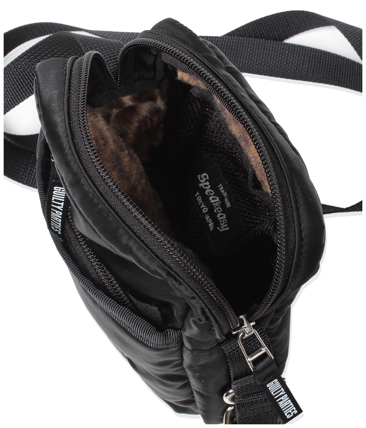 SPEAK EASY / MINI SHOULDER BAG -LINNING: FAUX LEOPARD FUR-【BLACK